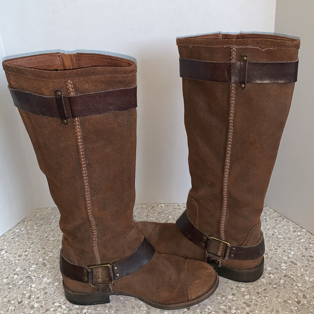 UGG Australia Dree Boots Women's 7.5 Suede Dark Brown Knee High Harness - Picture 8 of 13